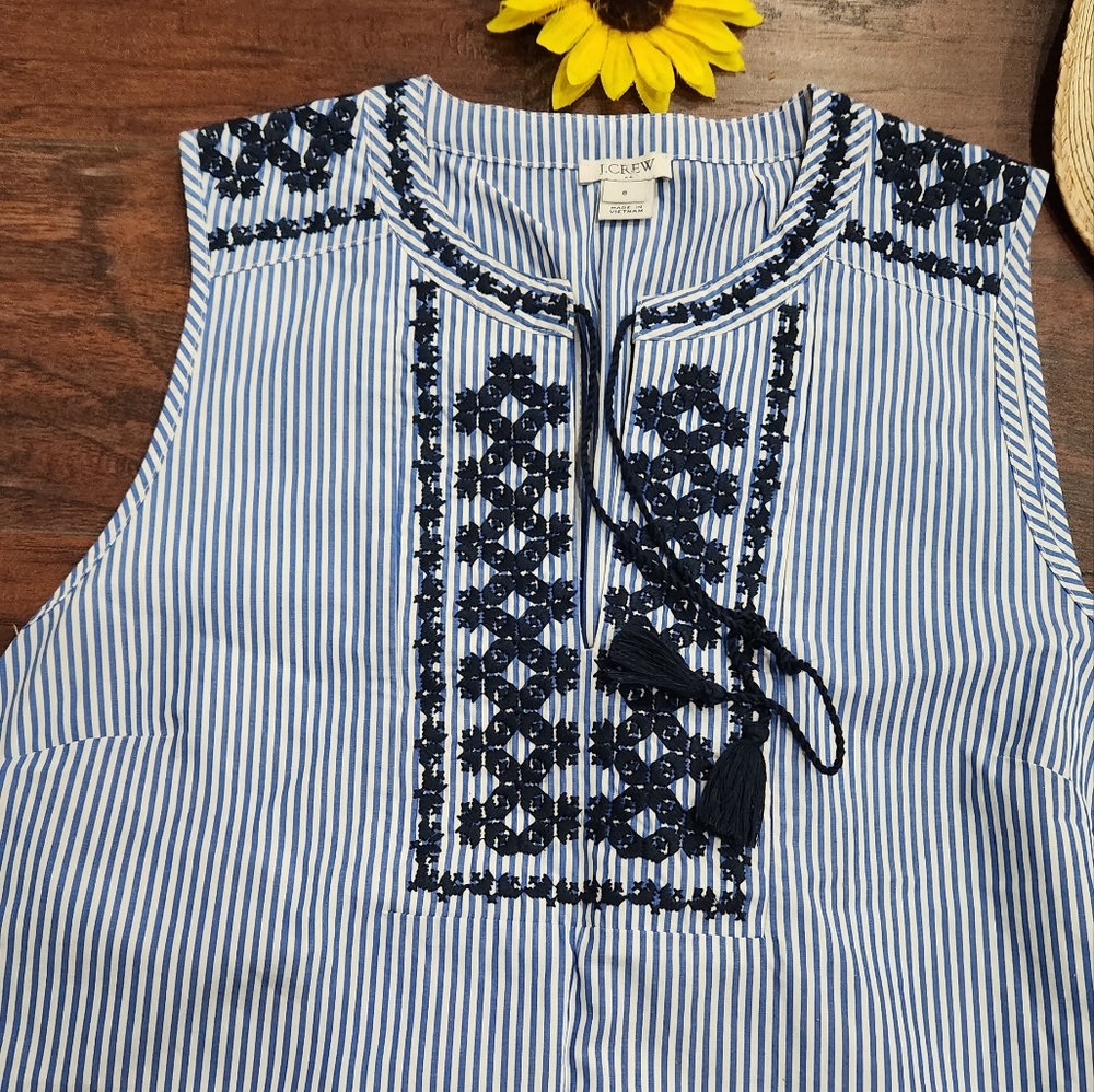 J.CREW EMBROIDERED STRIPED TANK TOP - Picture 6 of 9